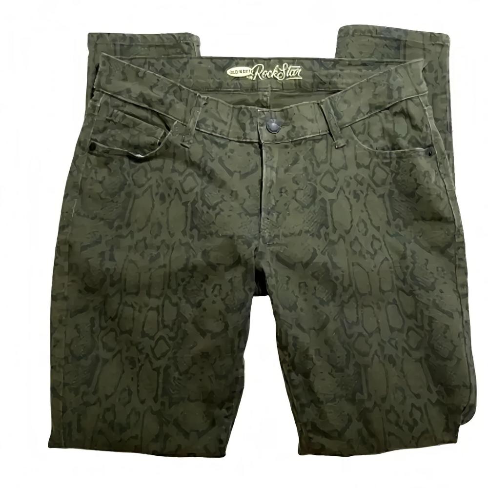 Old Navy the rockstar Size 10 snakeskin print olive green Jeans